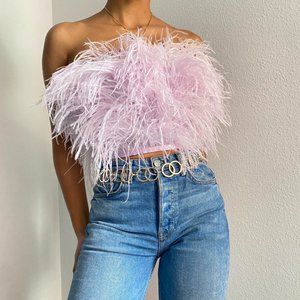 strapless feather top